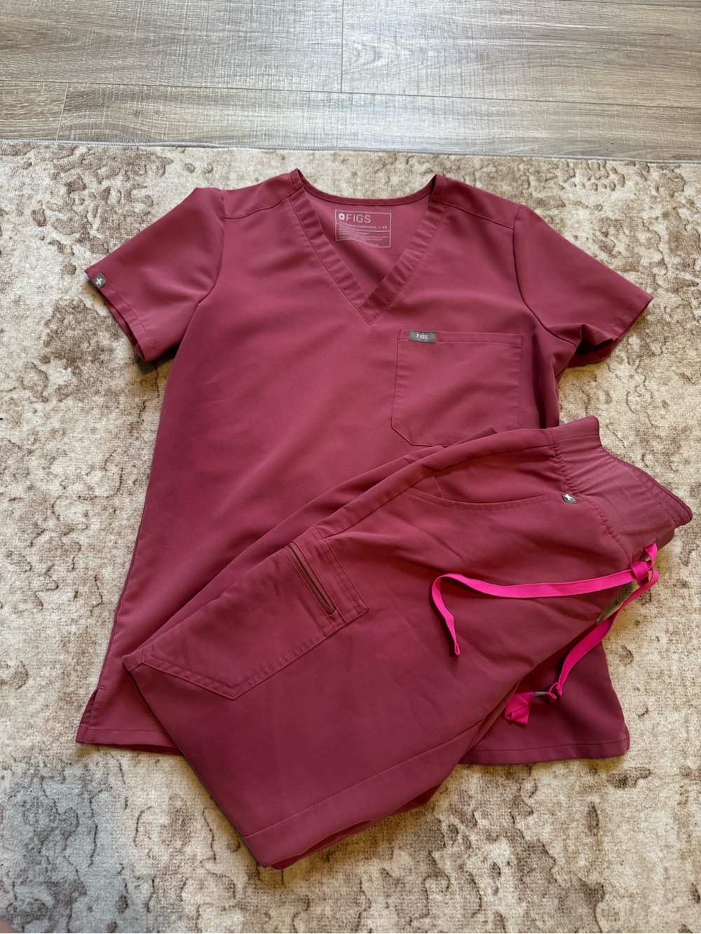 Figs Women's Scrub Set in Pink (Breast Cancer Awareness Edition) XS / XS)